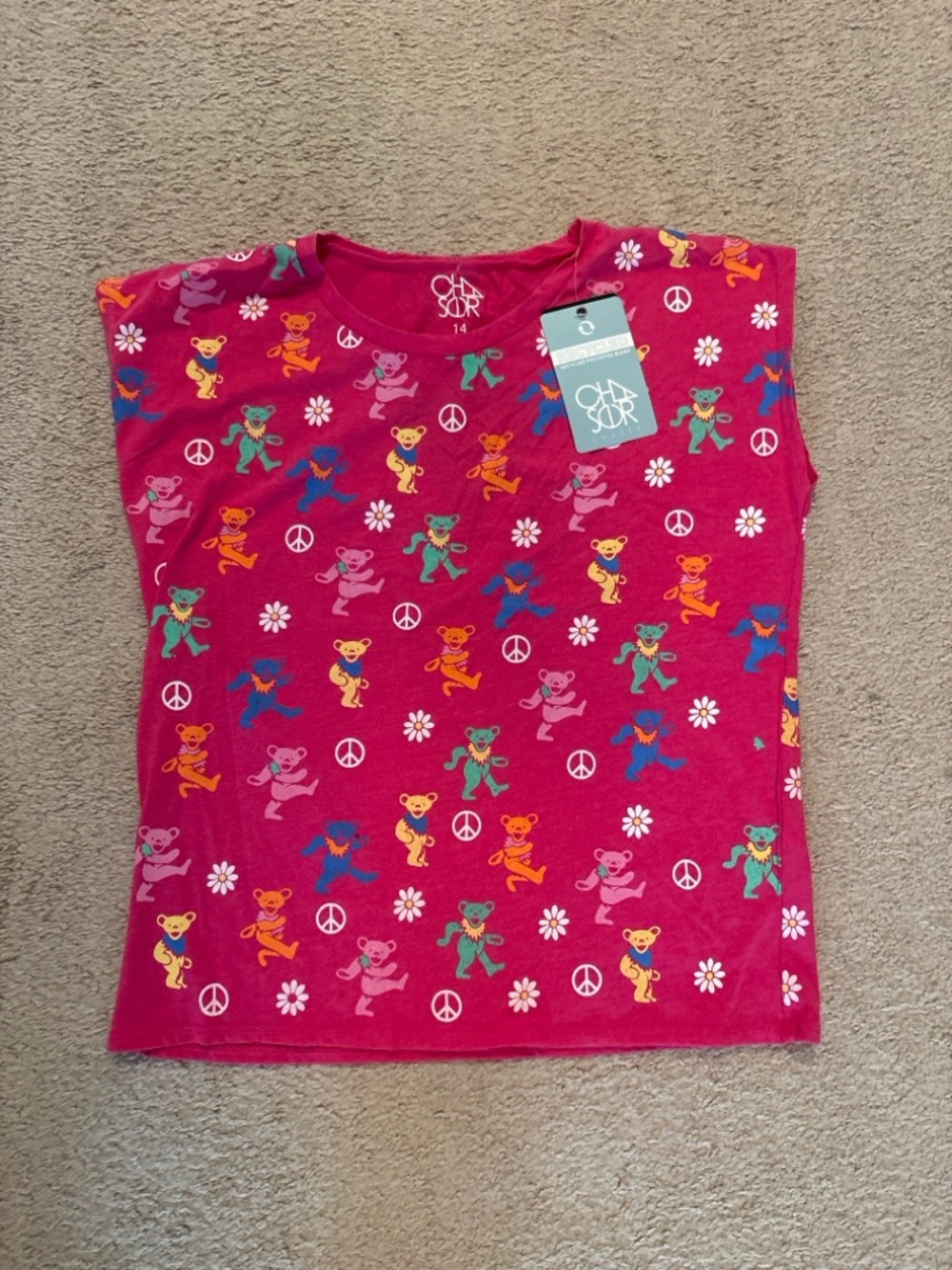 Chaser Girls Size 14 Dancing Bears Graphic Tee Pink Boho Festival Shirt